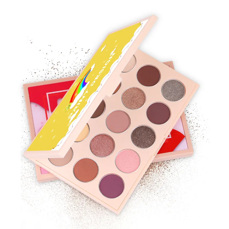 Wholesale 15 Colors Eye Makeup Plate Matte Pearlescent Acrylic Eyeshadow OEM Logo Natural Shimmer Eye Shadow