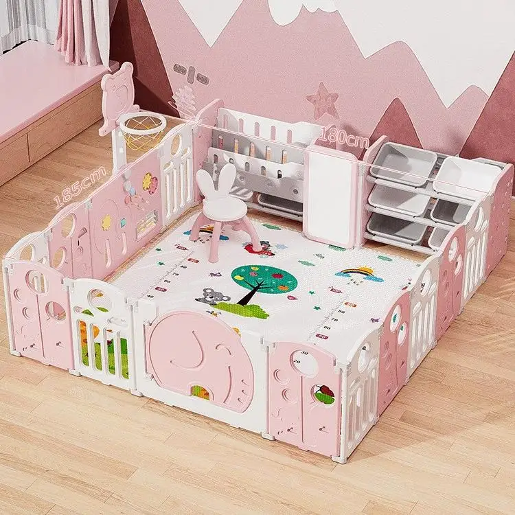 Colorful Baby Playpen Toddler Fence Indoor Children Folding Play Yard Baby Safety Plastic Kids Playpens With Gate