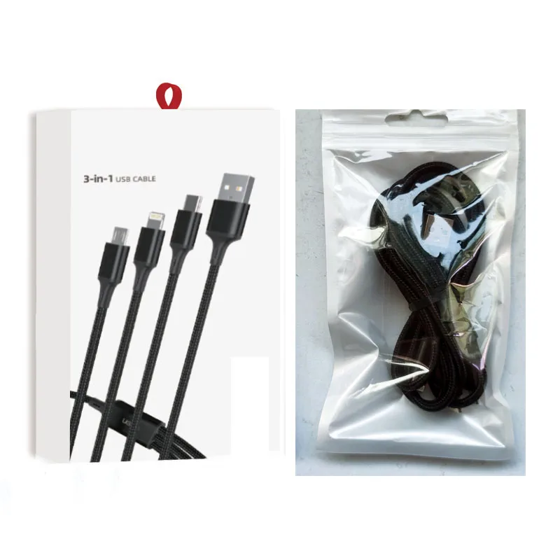 Micro USB Type C Charger Cable Cheap Nylon Braided 3 In 1 Fast Charging Usb Cables