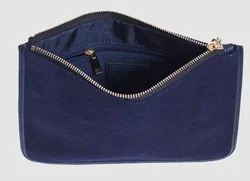 fashion women pouch with tag suede leather lady pouch ladies wallet bag navy blue