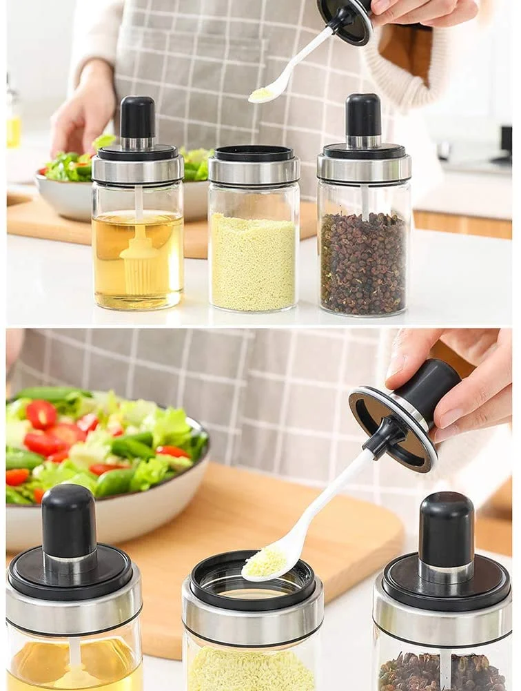 food grade Salt And Pepper Shakers Set kitchen glass Vintage soy sauce glass honey Jars spice bottles cruet