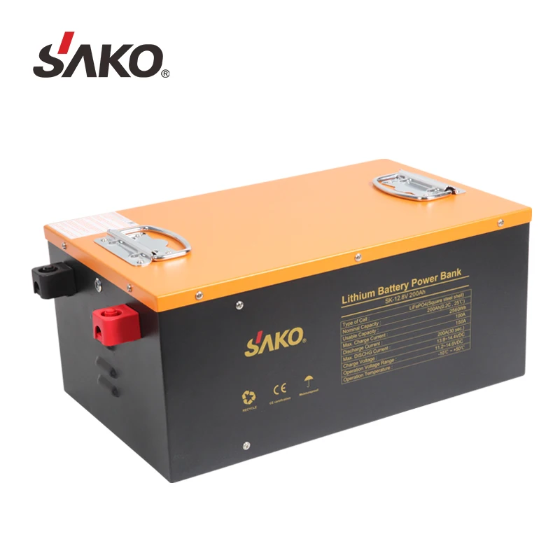 Глубокий цикл SAKO 200AH 12V LiFePO4 батарея 12 8 V литиевый аккумулятор BMS защита 3000 раз для солнечной