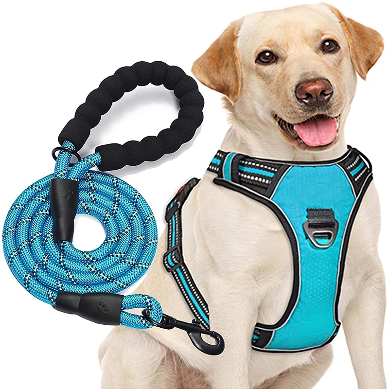 No Pull Dog Harness Adjustable Reflective Easy Control Dog Harness Leash Set