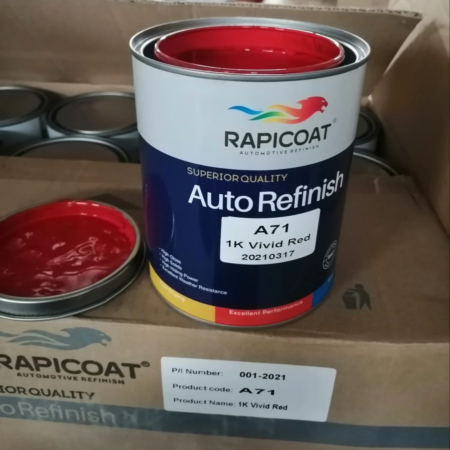 Rapicoat 1K Vivid Red Basecoat Car Coating Automotive Paint for Car Repair car refinish factory--  guangzhou China rapicoat