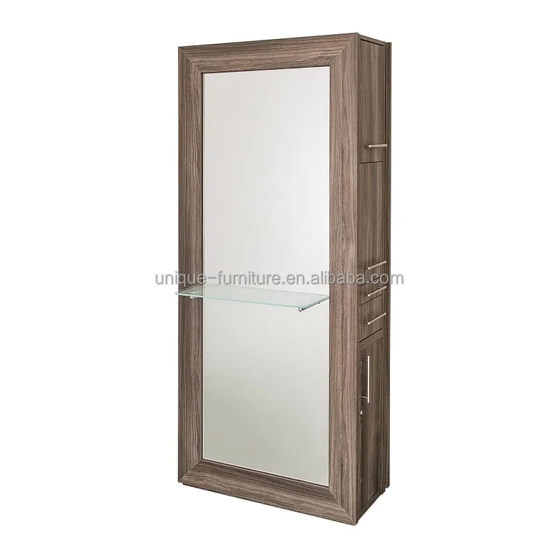 Деревянная стильная станция для парикмахерской зеркальная станция с выдвижным ящиком