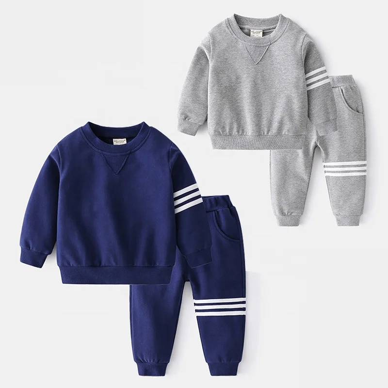 Boys clothing sets Jogger tracksuit trousers striped Crewneck pullover 2 pieces track suits for kids boys and girls