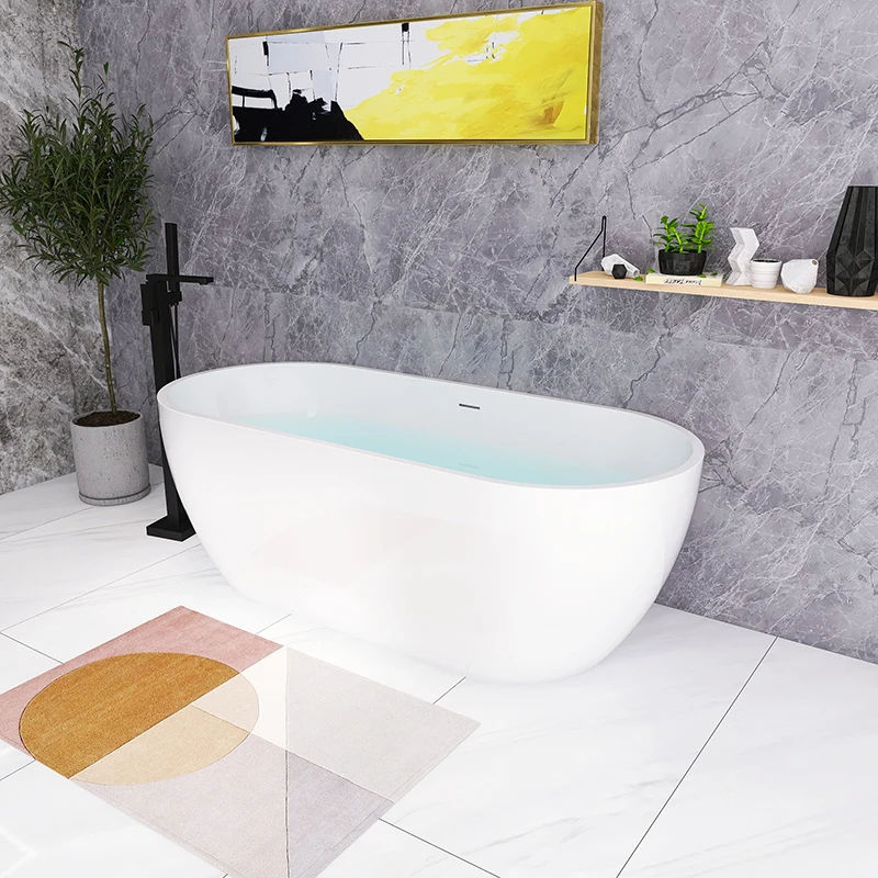 WTM-02538 custom size ice bath tub spa double indoor free standing deep soaking luxury oval acrylic bath tub