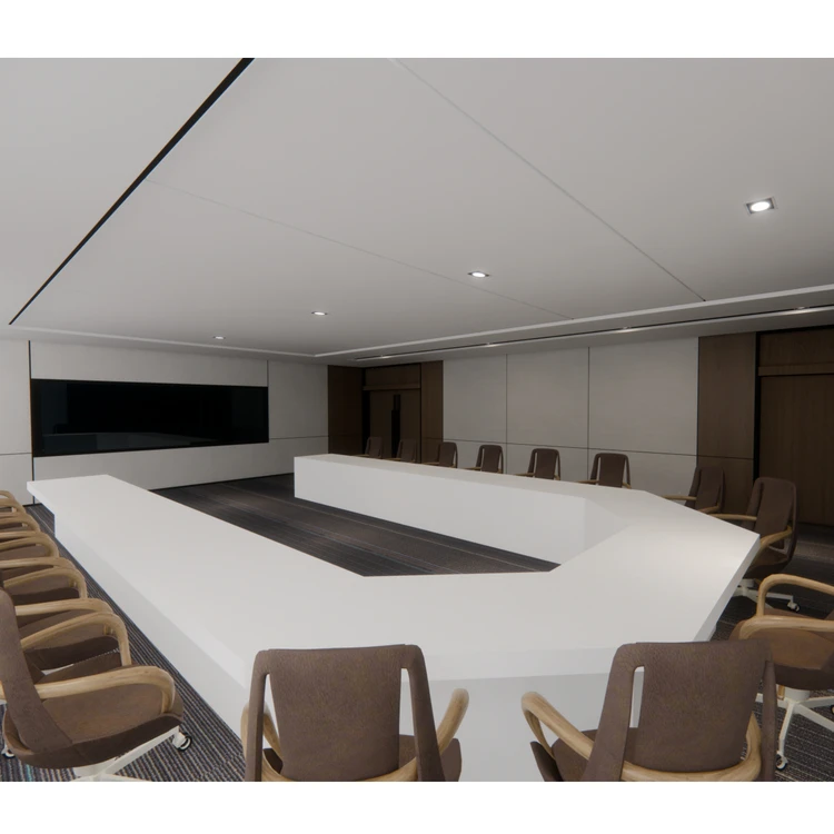 U Shape White Conference Table for 24 Persons Modern Conference Wood Conference Room Table and Chairs