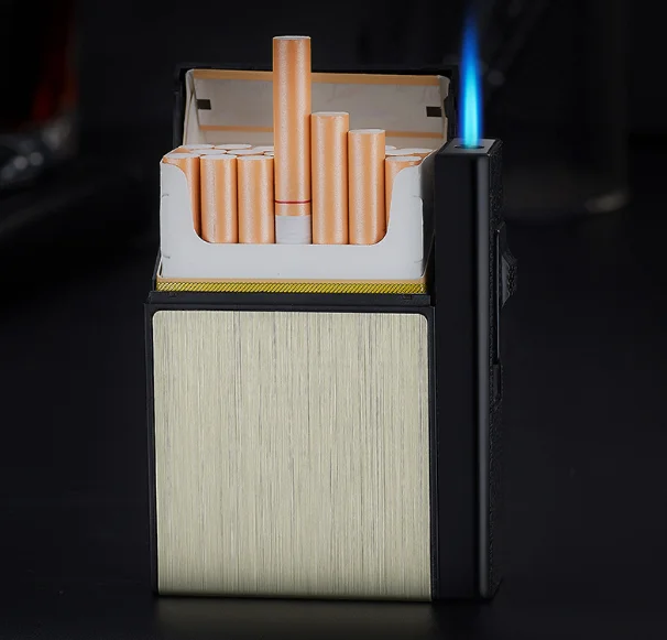 Portable Plastic Electronic Waterproof Custom Cigarette Case One-Piece Detachable 20 Full-Pack Inflatable Straight-Flush Lighter