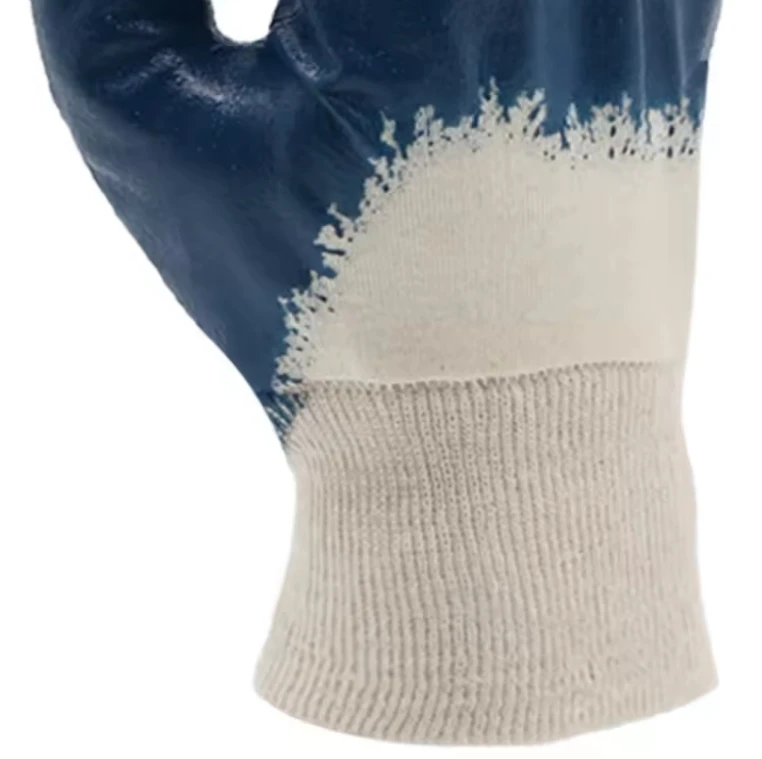Firm grip oil chemical resistant jersey cotton nitrile 3/4 coated gloves anti slip waterproof construction work gloves