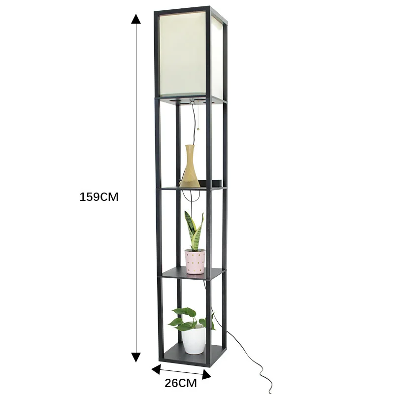 LED Modern Shelf Floor Lamp with White Lamp Shade and LED Bulb for Living Room, Bedroom Floor Lamp