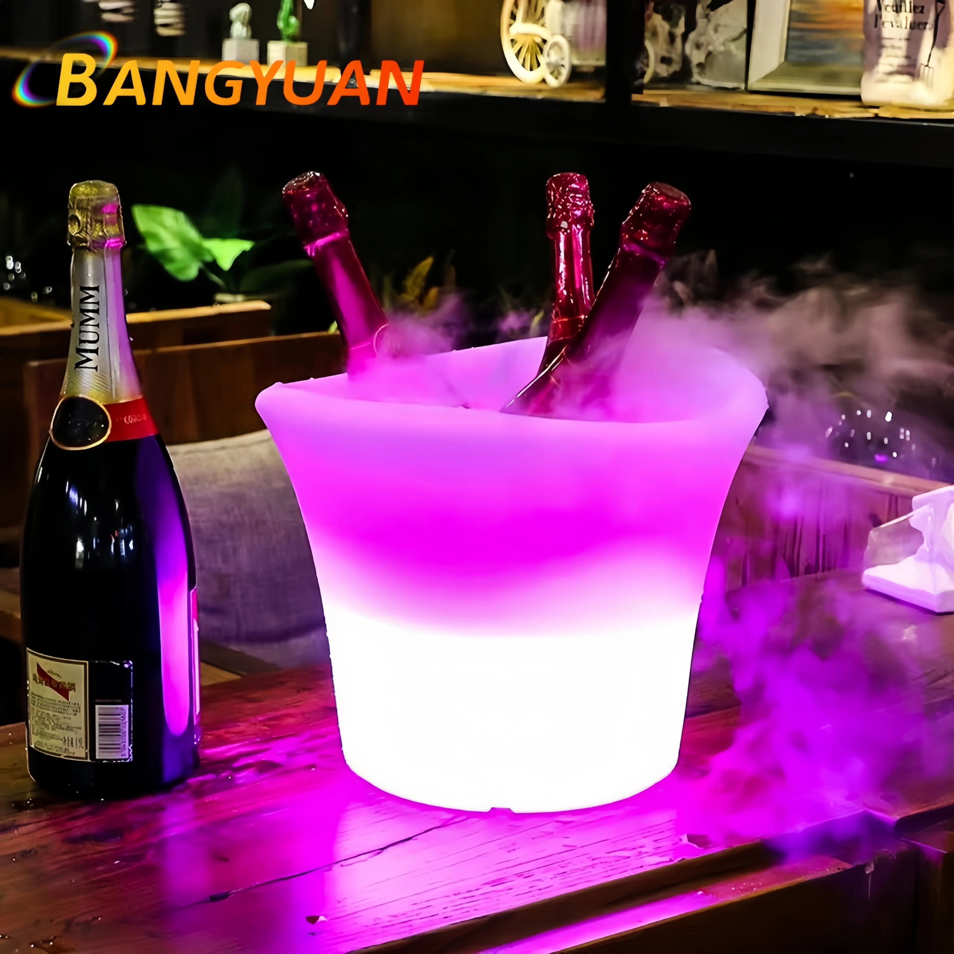 Wholesale Rechargeable LED RGB Variable Light Bar Atmosphere Ice Wine Bucket for Holiday Party Made of Durable Plastic