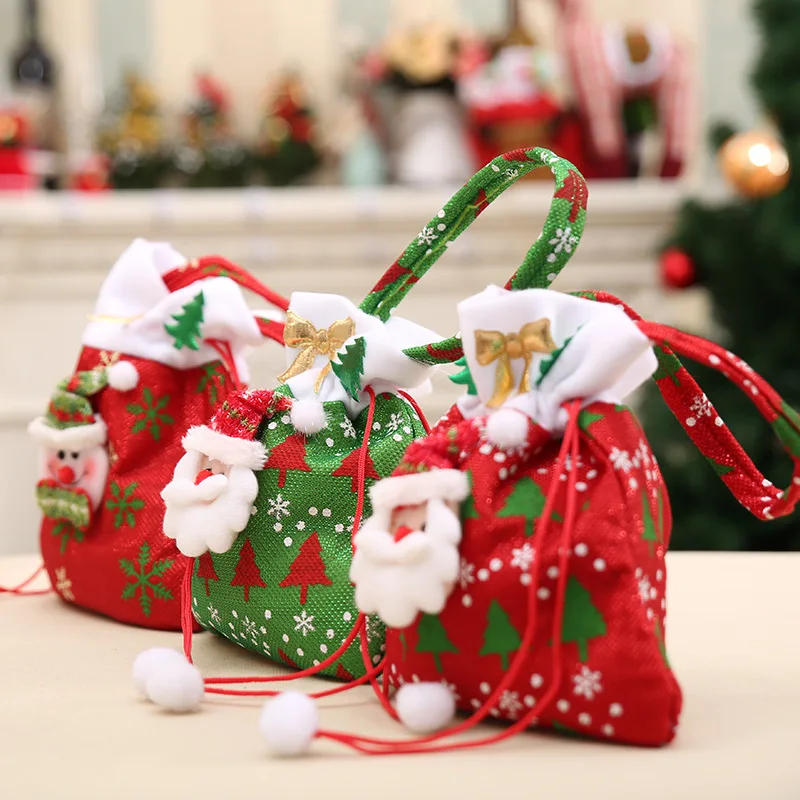 Christmas Gift Handbag Drawstring Candy Bag Merry Christmas Sweet Candy Bags Present Bag Home Party Xmas Decoration