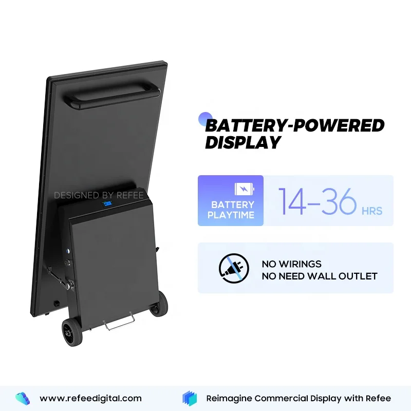 Outdoor Kiosk High Brightness IP65 Waterproof Floor Standing Battery Powered Movable Advertising Media Player Screen