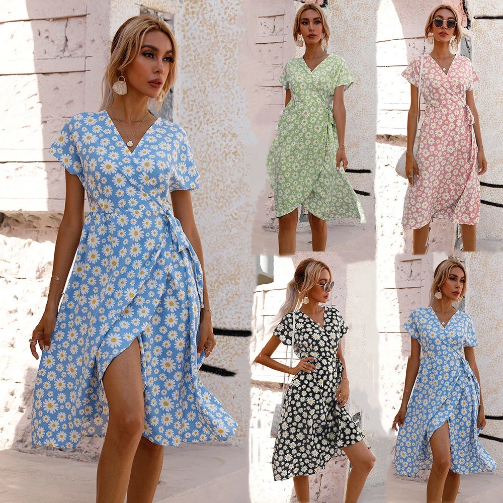 Private label wholesale custom summer cotton one piece sun simple dresses for women elegant