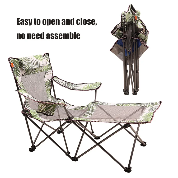 HOMFUL Foldable Oxford High Back Steel Lying Chair Outdoor Portable Folding Camping Chair