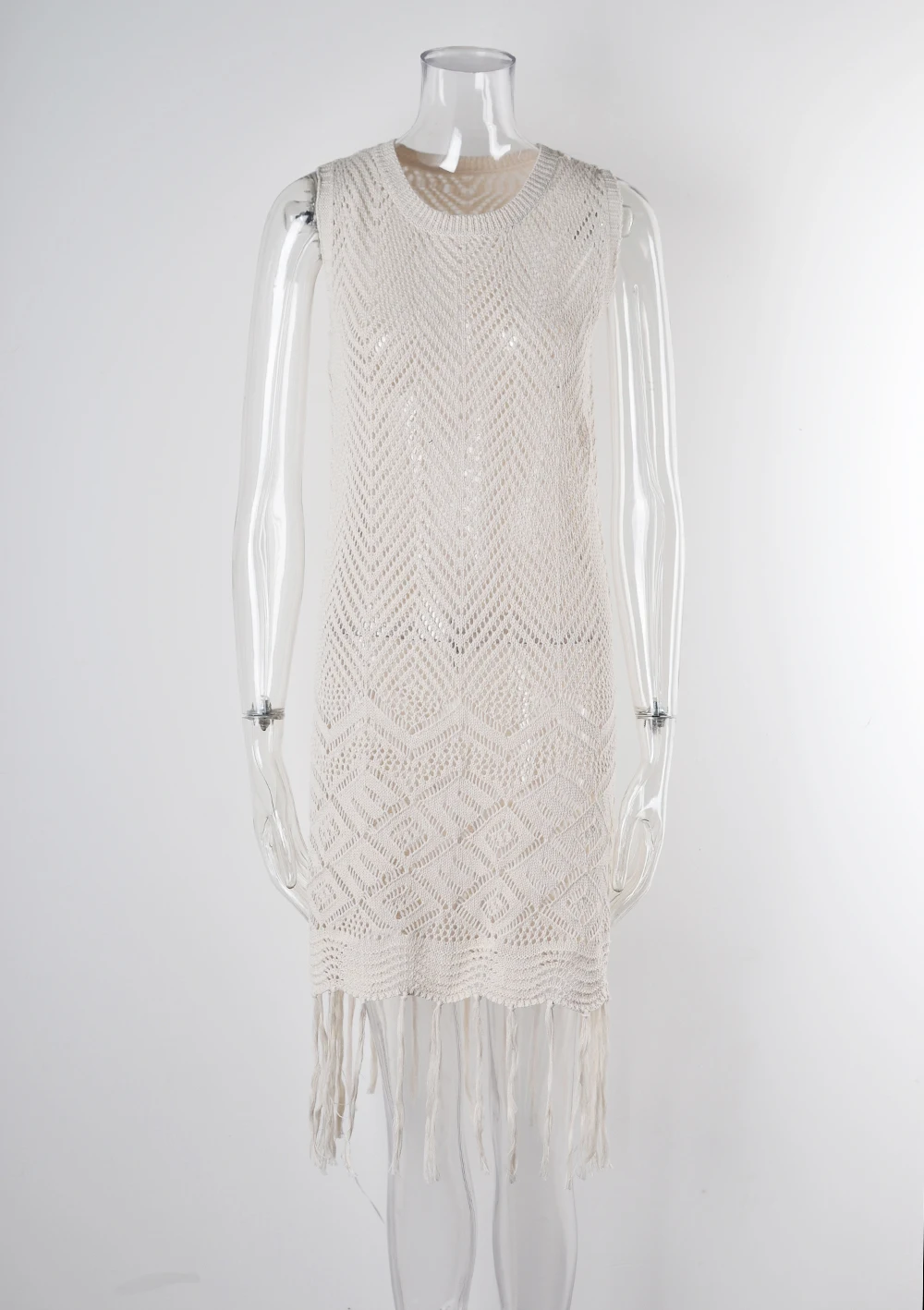 Crochet White Knitted Beach Cover Up Dress Tunic Swimwear Long Pareos Bikinis Cover ups Swim Robe Plage Beachwear