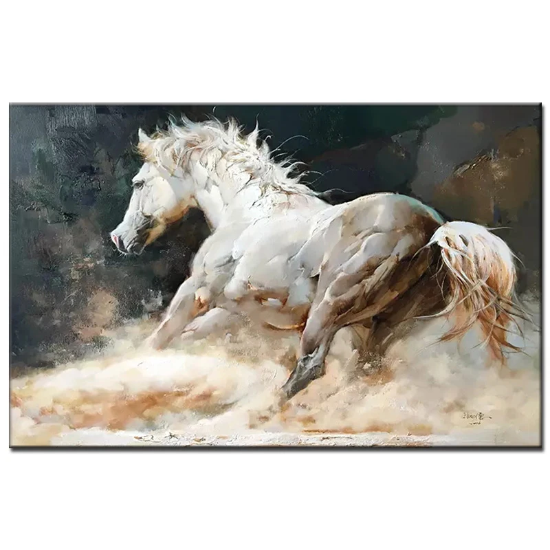 white horses horse oil moden abstract canvas painting