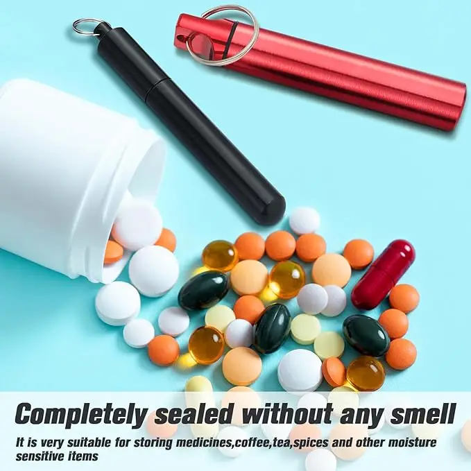 Toothpick Holder Pocket Airtight Metal Storage Tube For Travel Waterproof Pocket Purse Container Holder With Keychain For Picnic