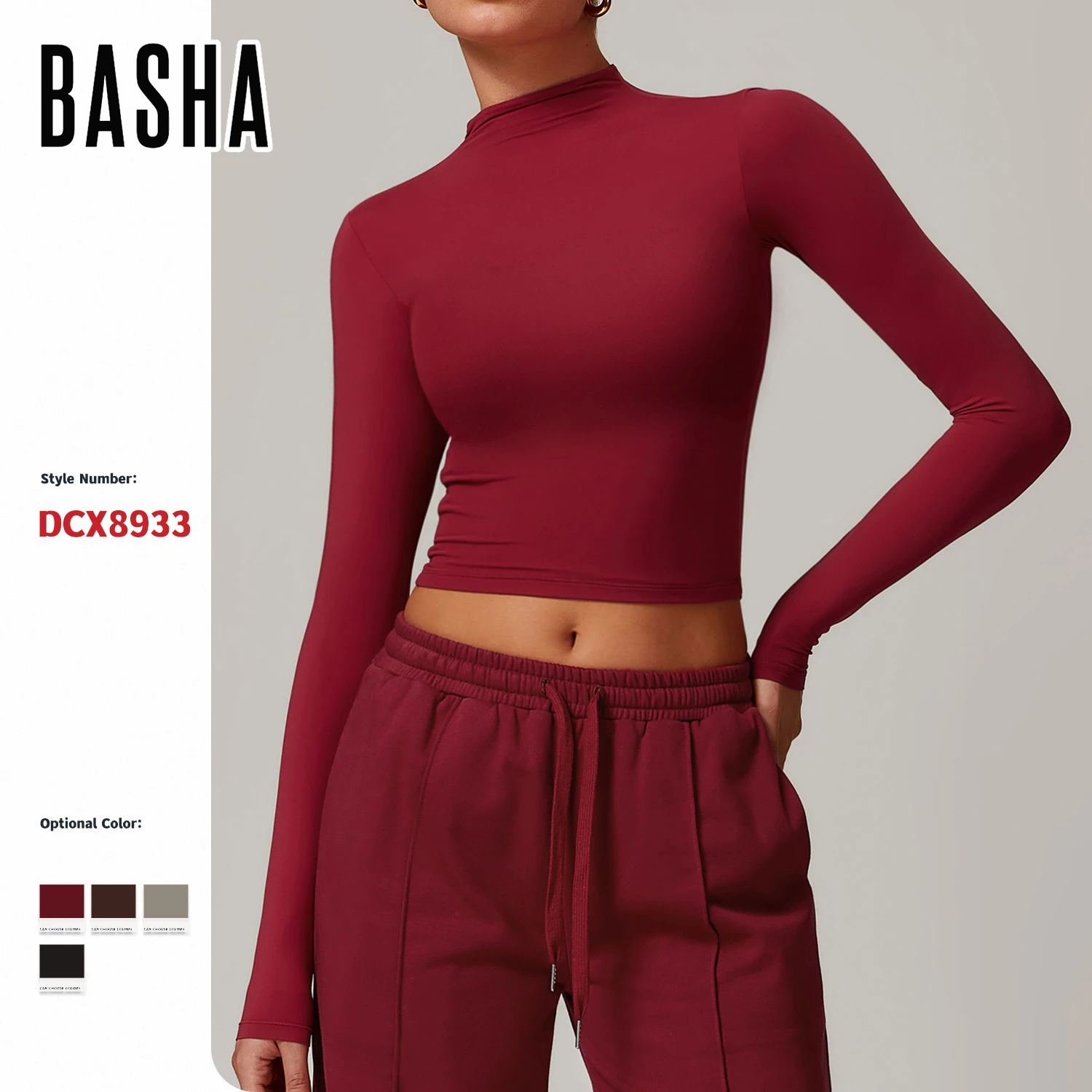 BASHAsports-ZC8933 Быстросохнущий Спортивный Топ для фитнеса с высокой горловиной и плотной верхней одеждой универсал топ йоги длинными рукавами