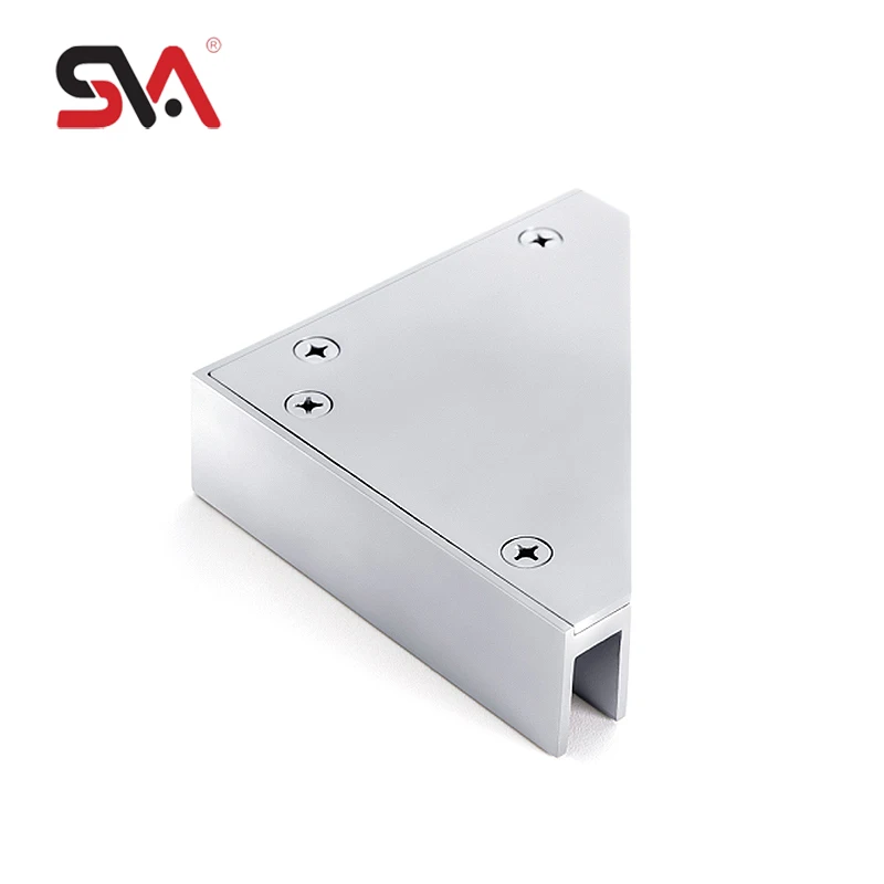 Polished Chrome Solid Brass Glass to Glass Premium Stabilizer Bracket 90 Degree Heavy Duty Sleeve Over Bracket