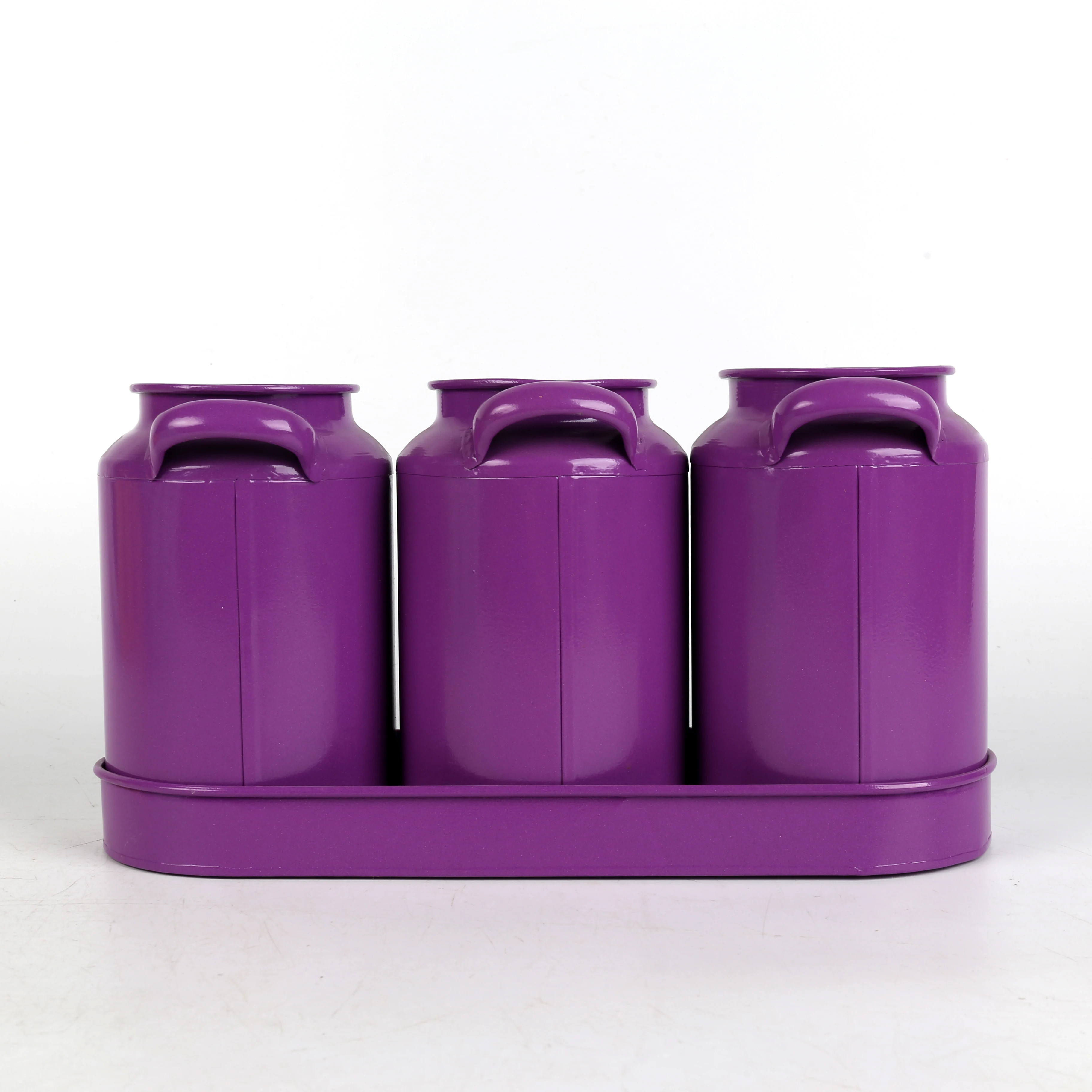 2022 Simple Candy Color Galvanized Metal Iron Plant Pot Bucket With Tray decorations for home container packing/giftpacking