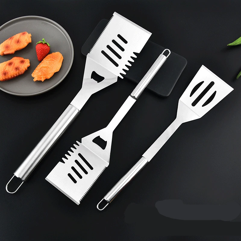 High Quality Outdoor Camping Barbecue Accessories Grilling Tools Stainless Steel Wooden Handle Grill Tool BBQ Shovel
