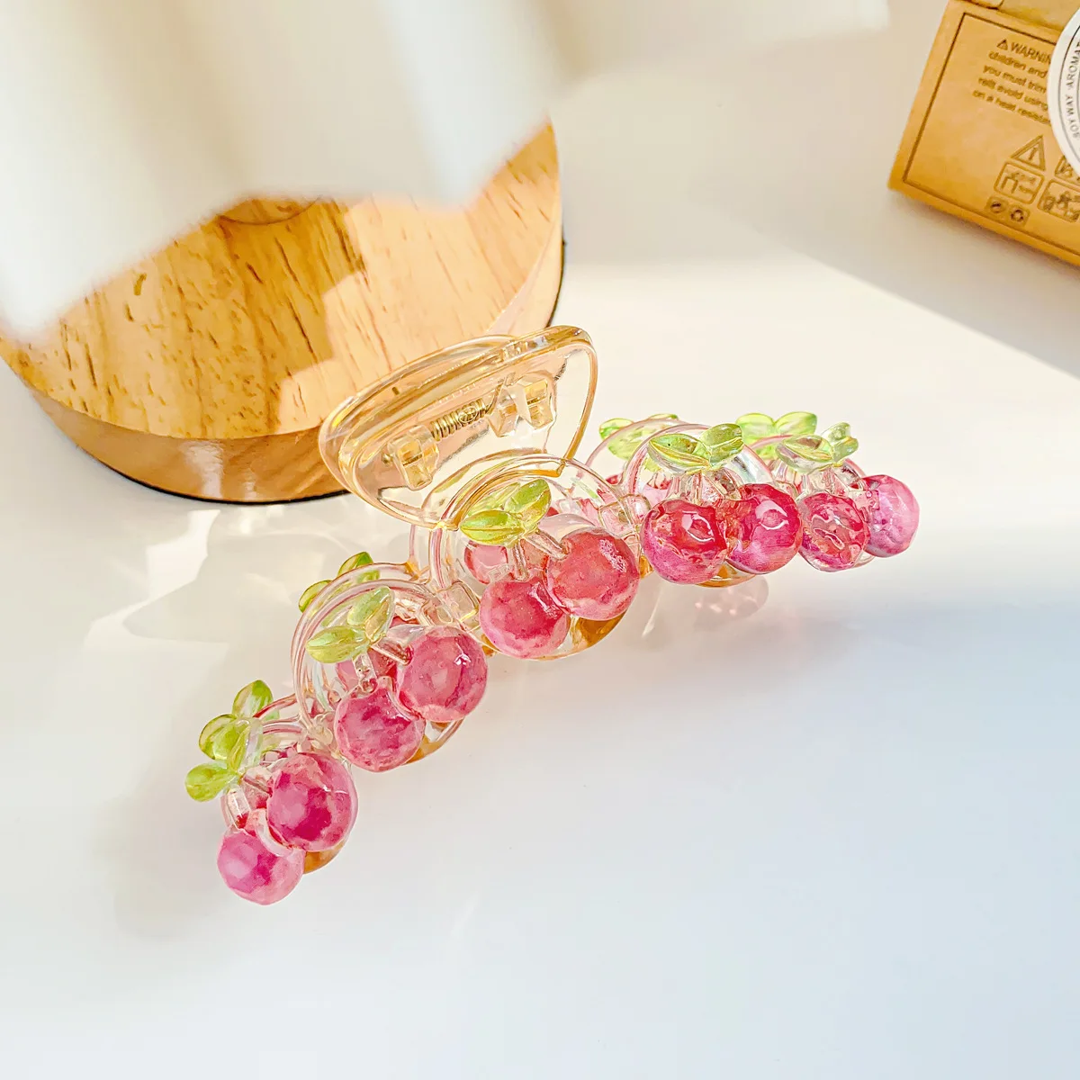Korean Macaron Fruit Grab Clip Sweet Cherry Flower Women Large Shark Clip 10cm