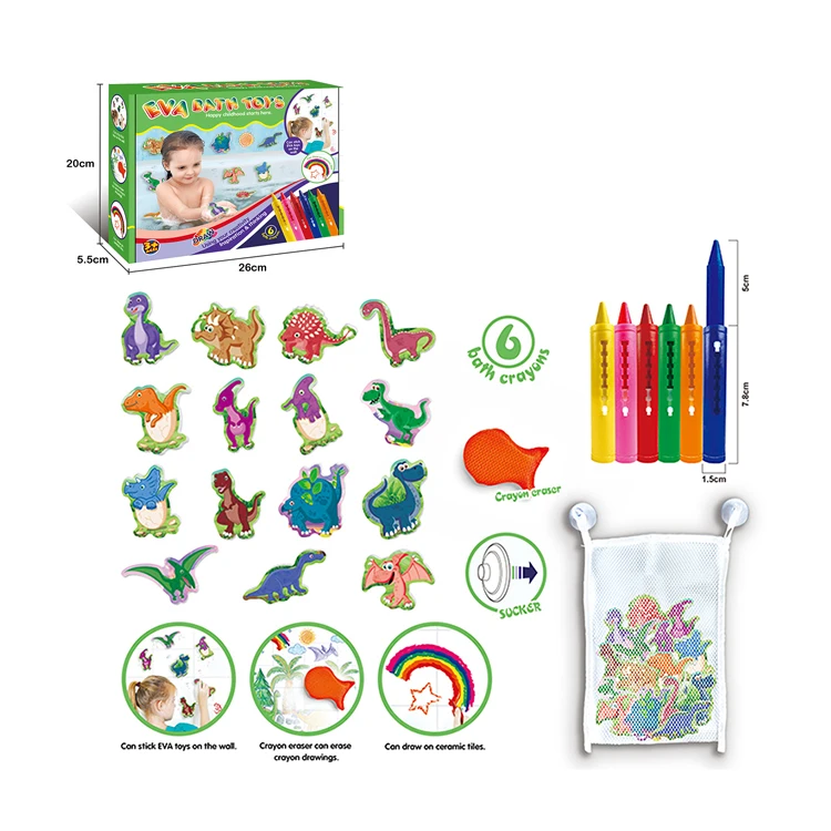 OEM Children Foam Bath Toys Floating EVA Sticker Dinosaur Bath Toys Bathroom Water Toys for Kids