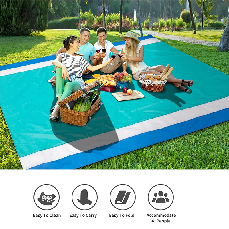 Custom Logo Extra Large Camping Mat Sand Free Quick Drying Outdoor Picnic Mat 2-8 Person Beach Mat for Beach Accessories