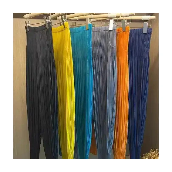 HG1035 High quality Women Fashion Brown Satin Stretch Pleated Silk fabric