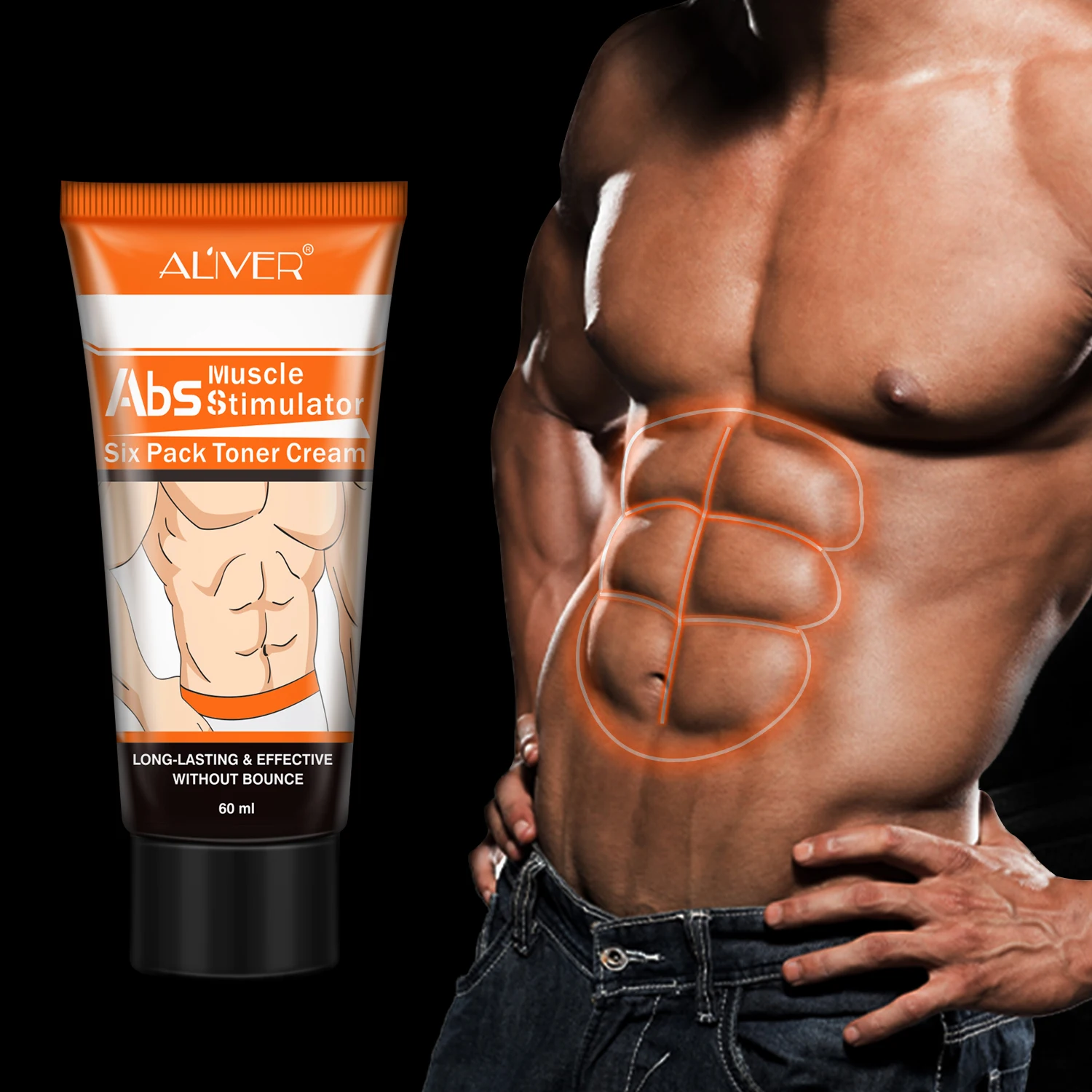 ALIVER Private Label Long-Lasting Muscle Stimulator Six Pack Toner Cream Fat Burning Abdominal ABS Muscle Cream