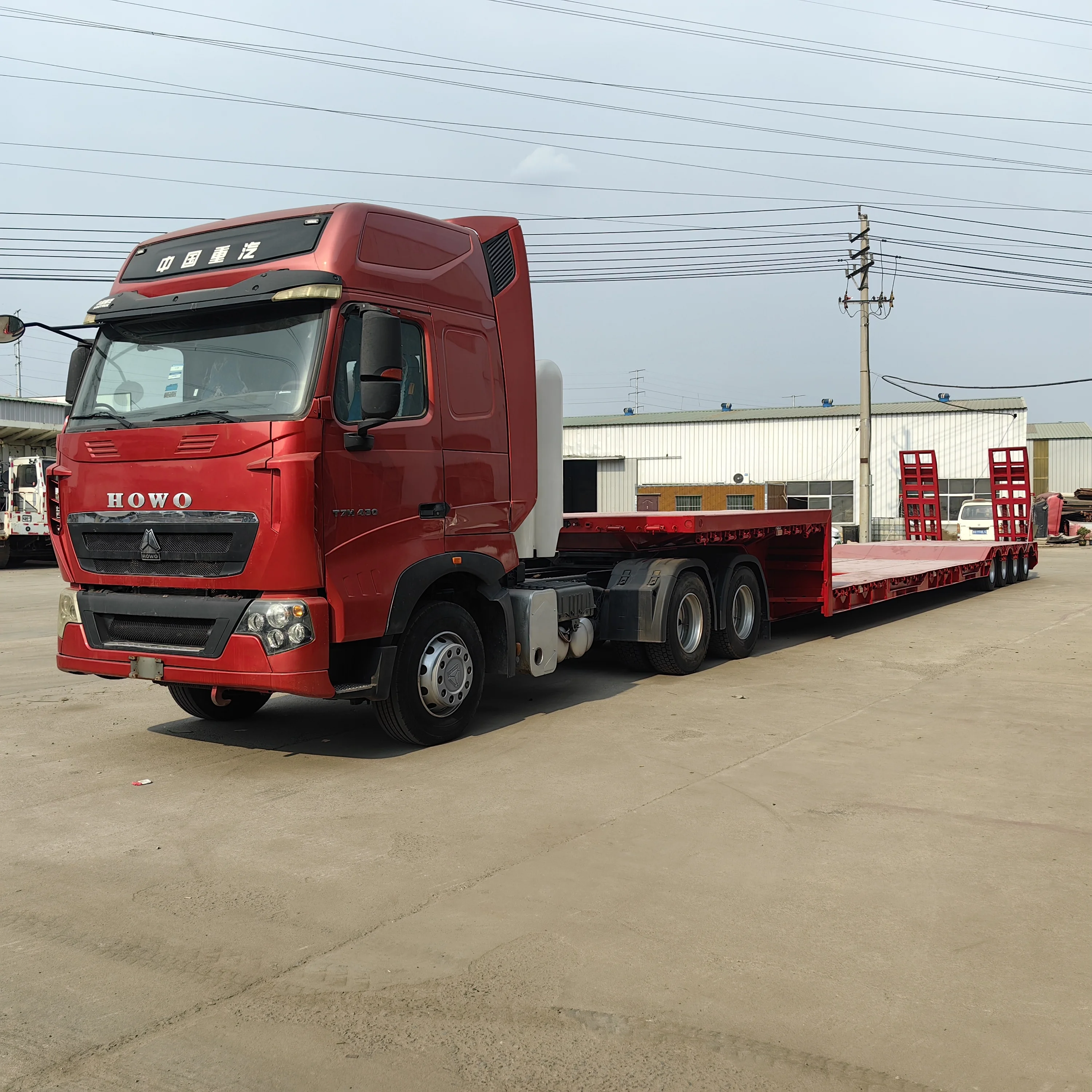 4 axles Low Loader Trailer Factory Price Dolly Drop Deck Lowbed Semi trailer