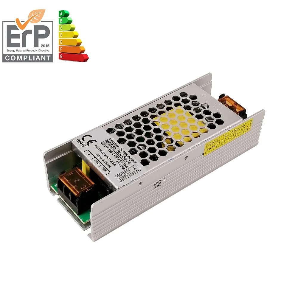 12V 24V LED Driver 60W 5A 2.5A LED Strip Module Power Supply Compliance with ECODESIGN ErP Directive 2009 / 125 / EU