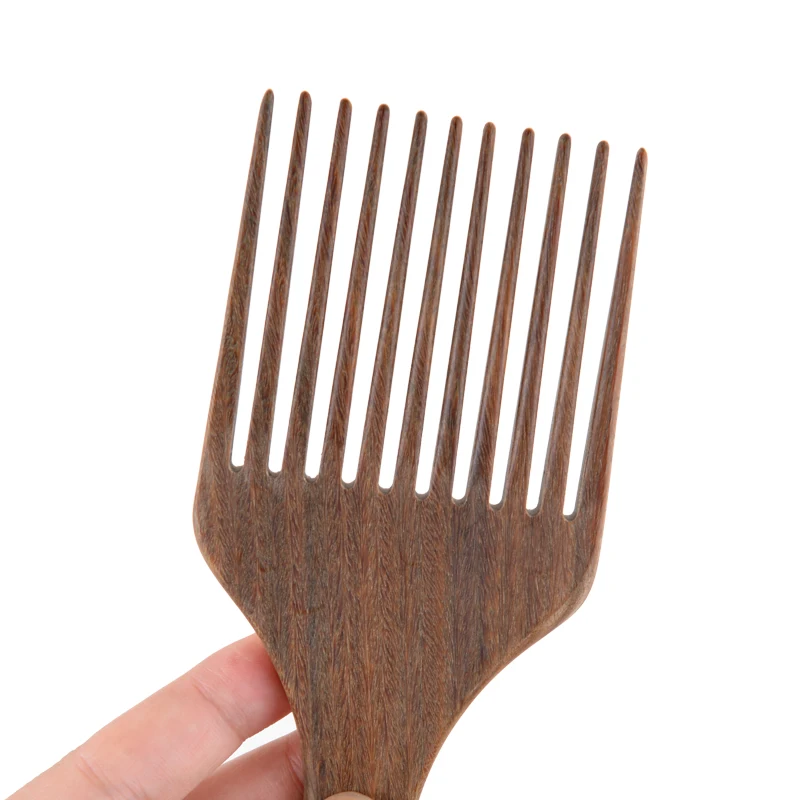 2023 Wooden Wide Teeth Brush Pick Comb Laser Plastic Gear Fork Hairbrush Insert for Afro Hair Styling Tools for Home