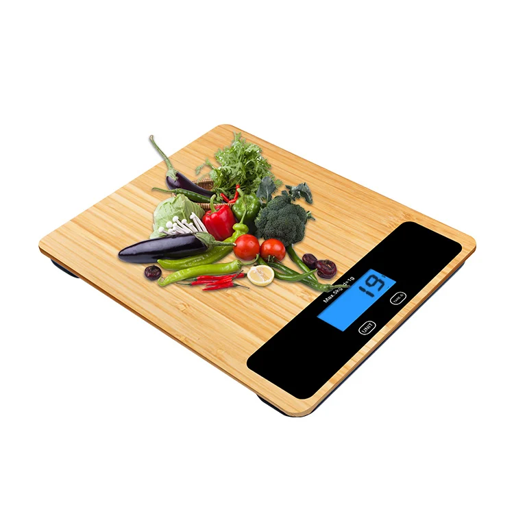 11Lb 5Kg Electric Weight Food Portable Digital Bamboo Kitchen Weighing Scales