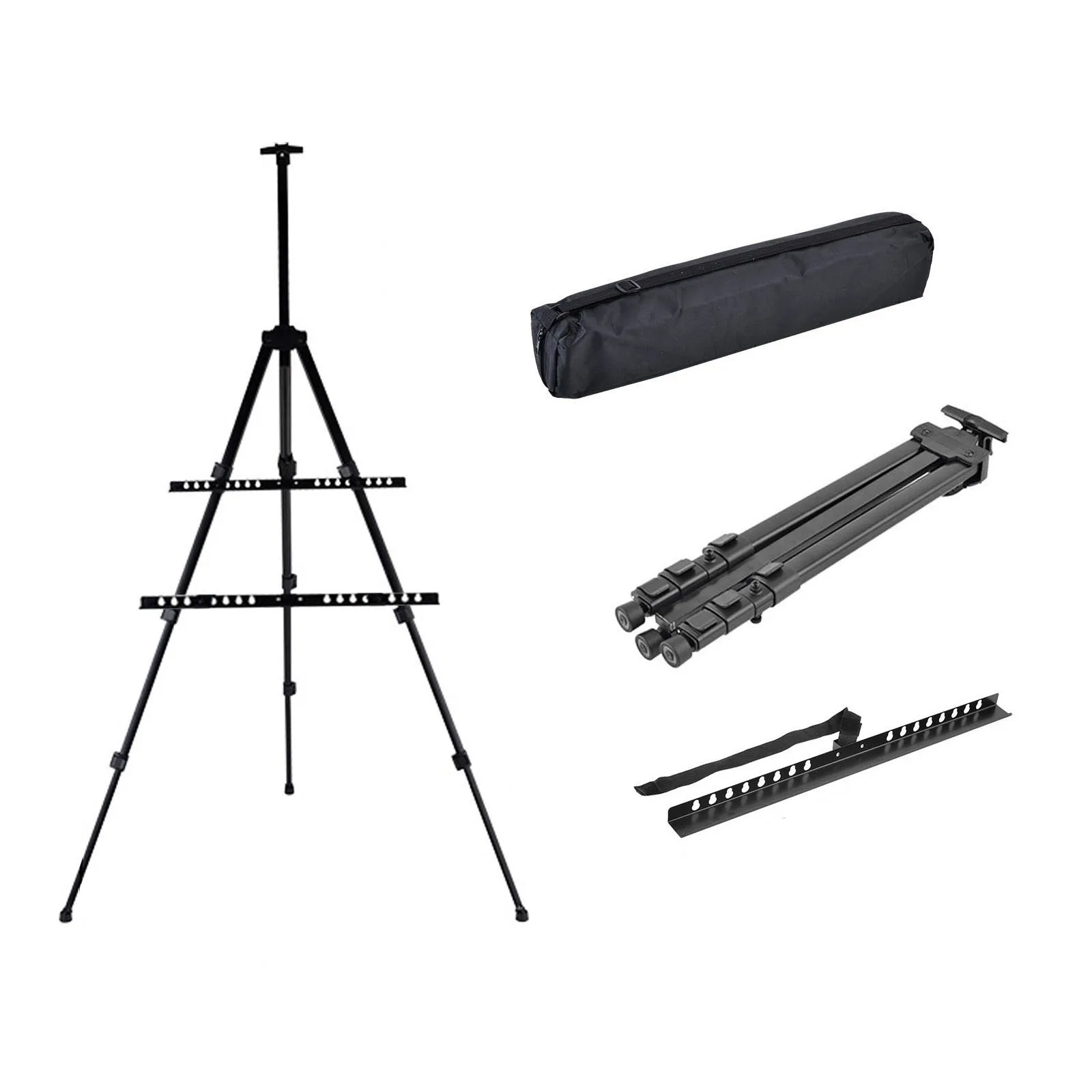 Bview Art 4 Sections Upgraded New Model Drawing Easel Display Frame Folding Black Iron Metal Easel For Artists Student