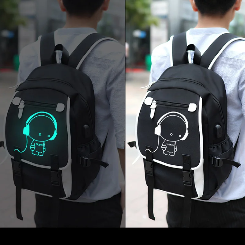 Custom Logo Fashionable Boys Girls Luminous Cartoon School Book bag 3 pcs school Backpack set with USB