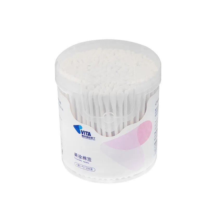 250 pieces disposable double-headed flip-top barrels one round and one spoon of absorbent cotton swabs