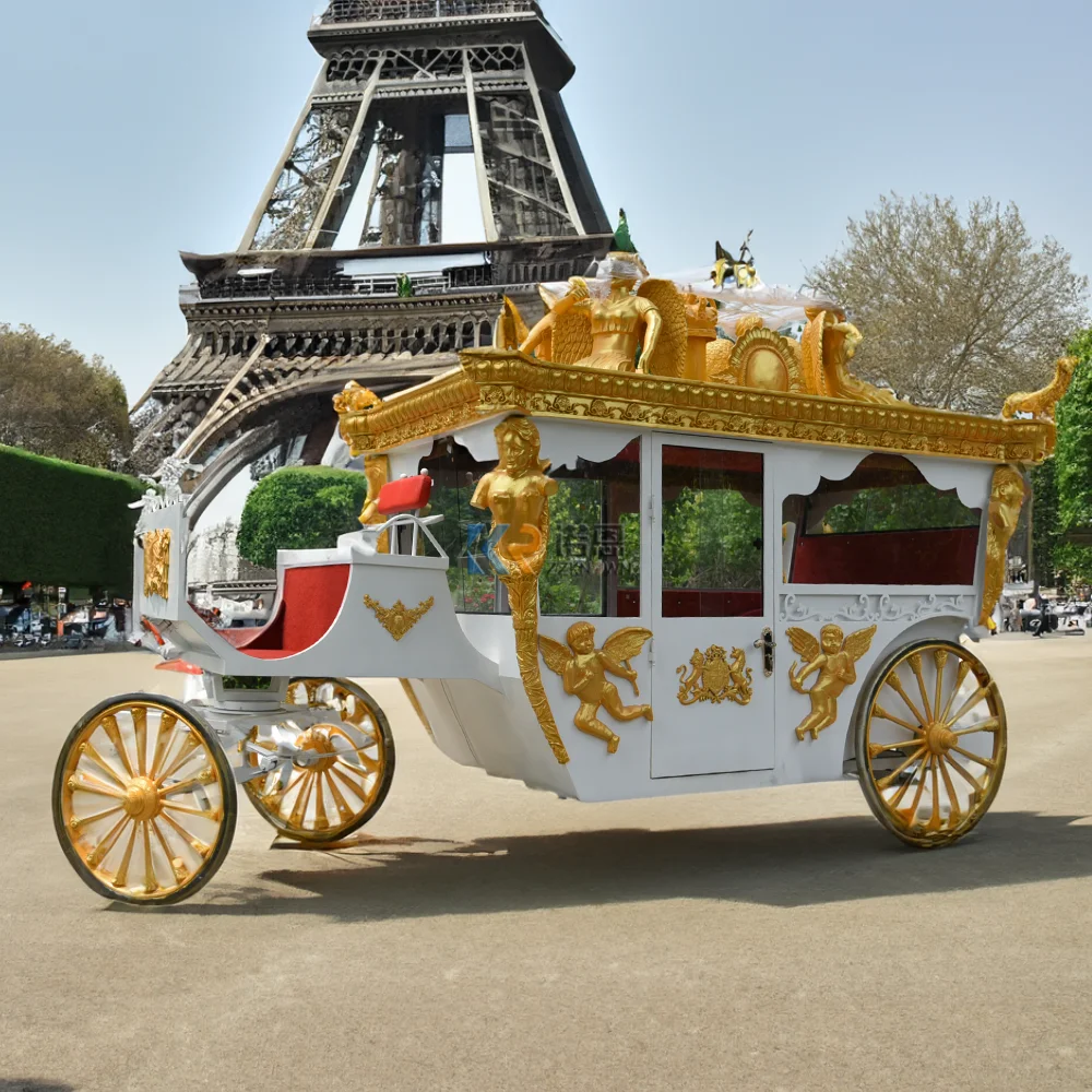 European Royal Family Wedding Horse Carriage Electric Royal Princess Horse Cart Luxury Horse Carriage Buggy For Sightseeing