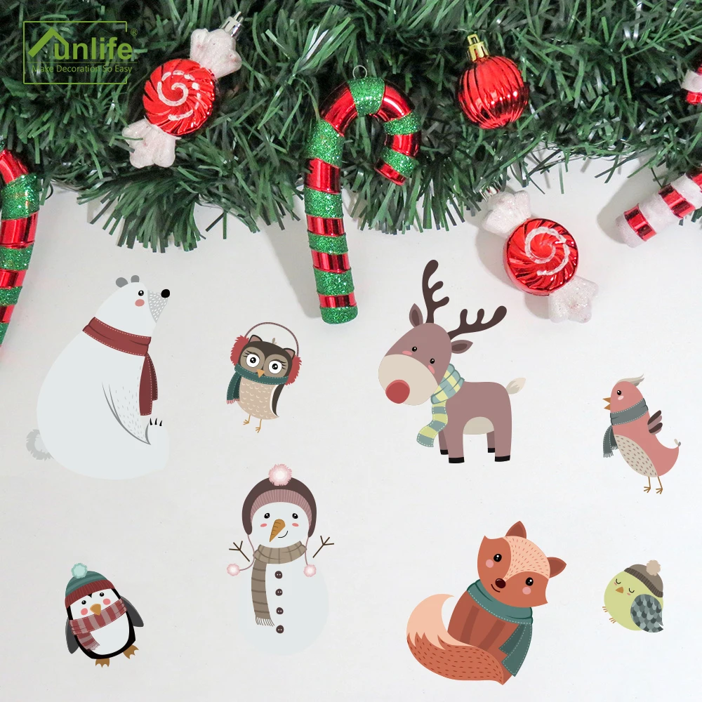 Funlife  PA130 Reindeer Stickers Eco-friendly PVC water proof decals Christmas Party Favors Supplies