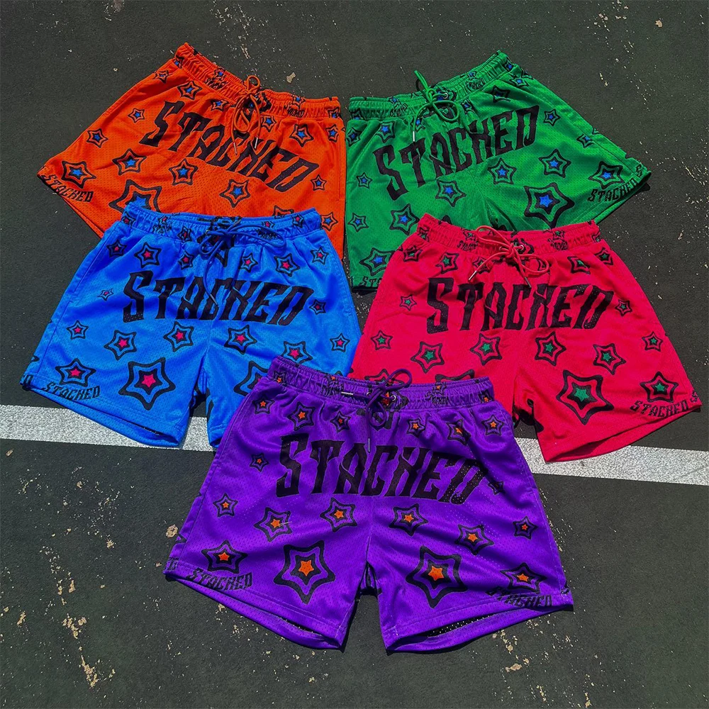 All-over print mesh shorts men Customized logo Fitness summer shorts men Polyester Breathable Quick Drying Shorts