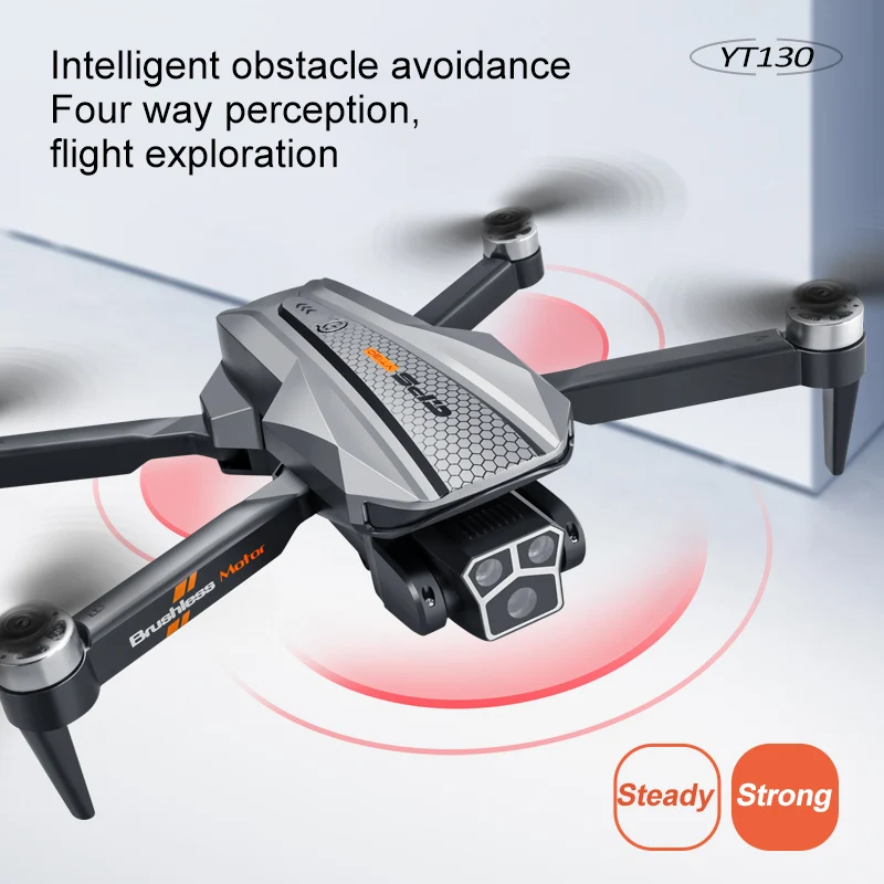 YT130 4K HD Dual Camera WiFi FPV Obstacle Avoidance GPS Brushless Motor Foldable RC Drone RC Quadcopter