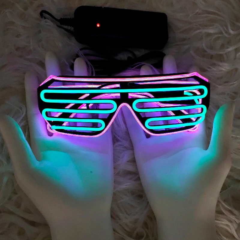 Light up El Wire Neon Rave Glasses Glow Flashing LED Sunglasses Costumes For Party, EDM, Halloween