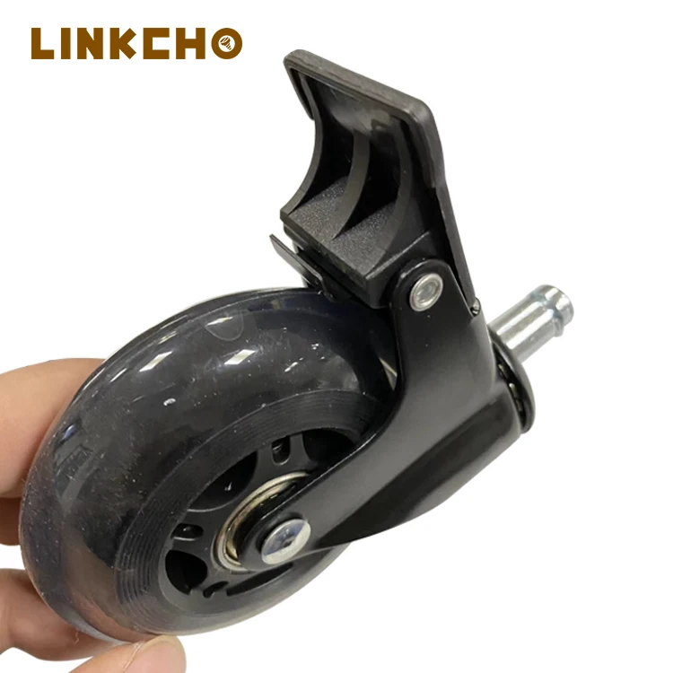 Super quiet gaming chair caster wheel 2.5/3 inch PU Office Chair Caster Wheels Replacement Swivel Stem Wheels with Brake Casters