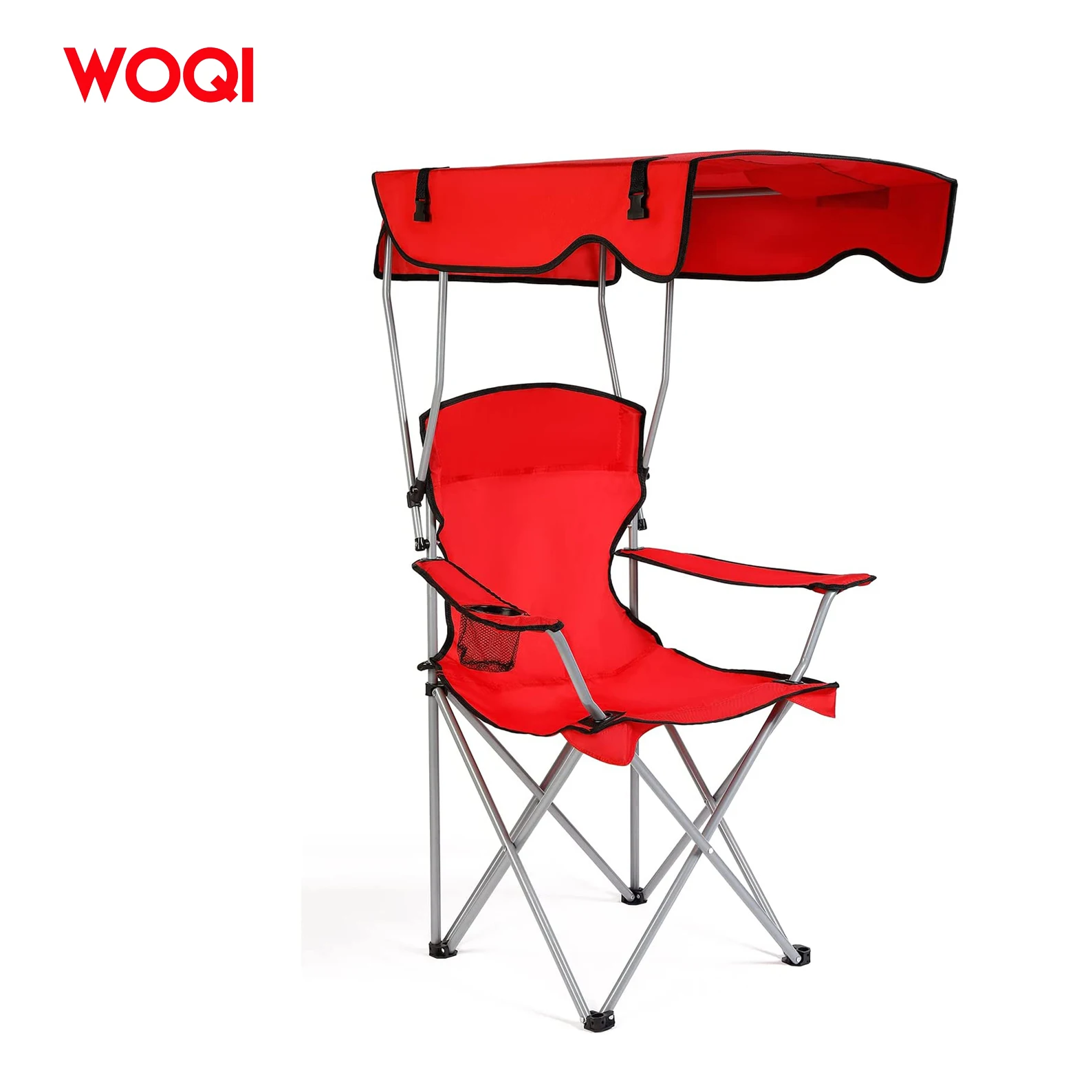WOQI oversize camping leisure chair with adjustable awning heavy four folding chair armchair