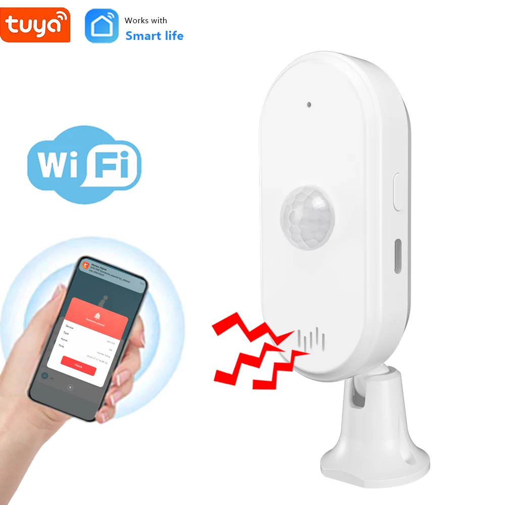 Tuya Smart home security Wireless human presence detector WiFi PIR Motion Alarm sensor with 80dB Sound