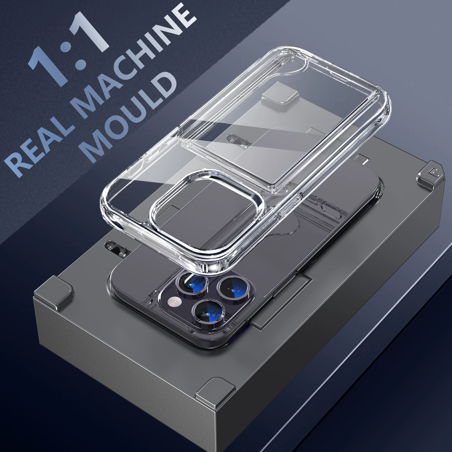 Mobile Phone Accessories Case Shockproof 1.5mm Transparent Cover Card Slot Purse Clear Phone Case For iPhone 14 Pro Max
