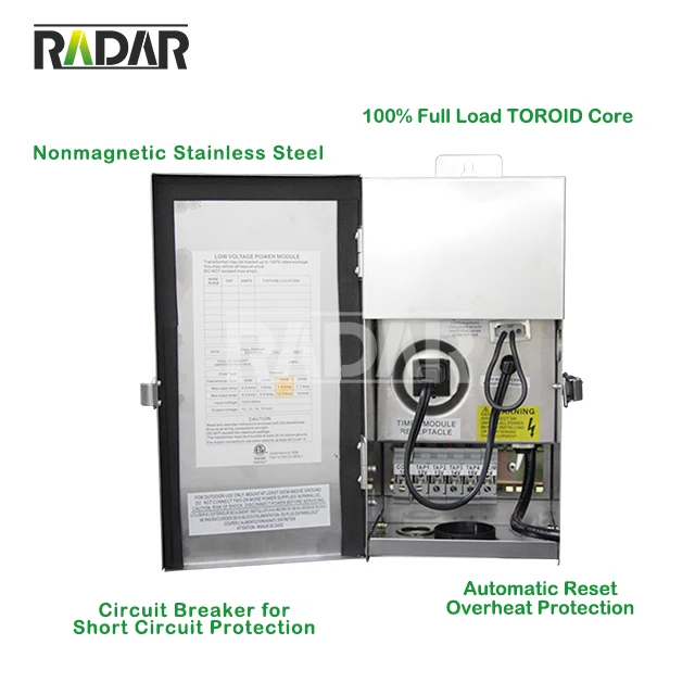 120V Premium Stainless Steel Low Voltage 50W 100W 150W Transformer, Ideal for Long-lasting Outdoor Landscape Lighting