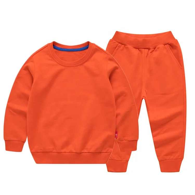 Outdoor Kids Sweatshirt Sets 2 pcs Custom Toddler Baby Boys Girls Solid Color Clothing Tracksuit Child Crewneck  Jogging Suit